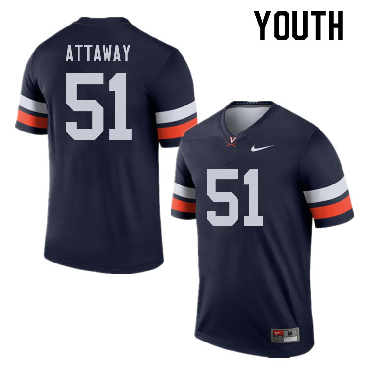 Youth #51 Ryan Attaway Virginia Cavaliers College Football Jerseys Sale-Navy - Click Image to Close